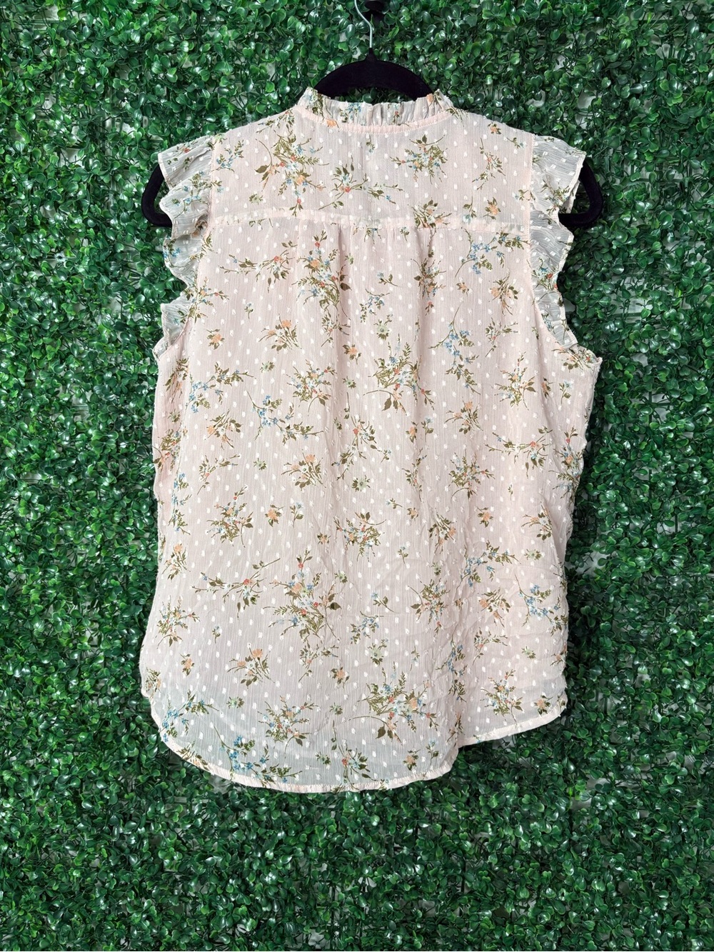 LOFT Pink Floral Smocked Ruffle Sleeve Blouse - Picture 4 of 5
